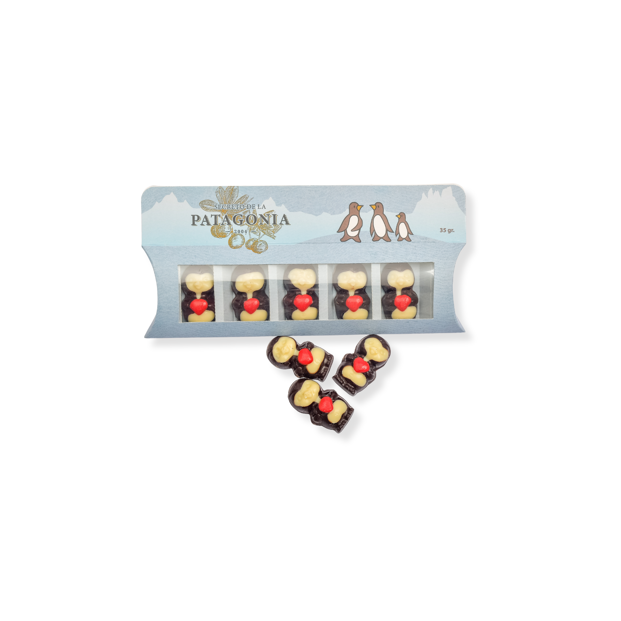 Caja 5 Pingüinitos de Chocolate – Souvenir Antártico Artesanal