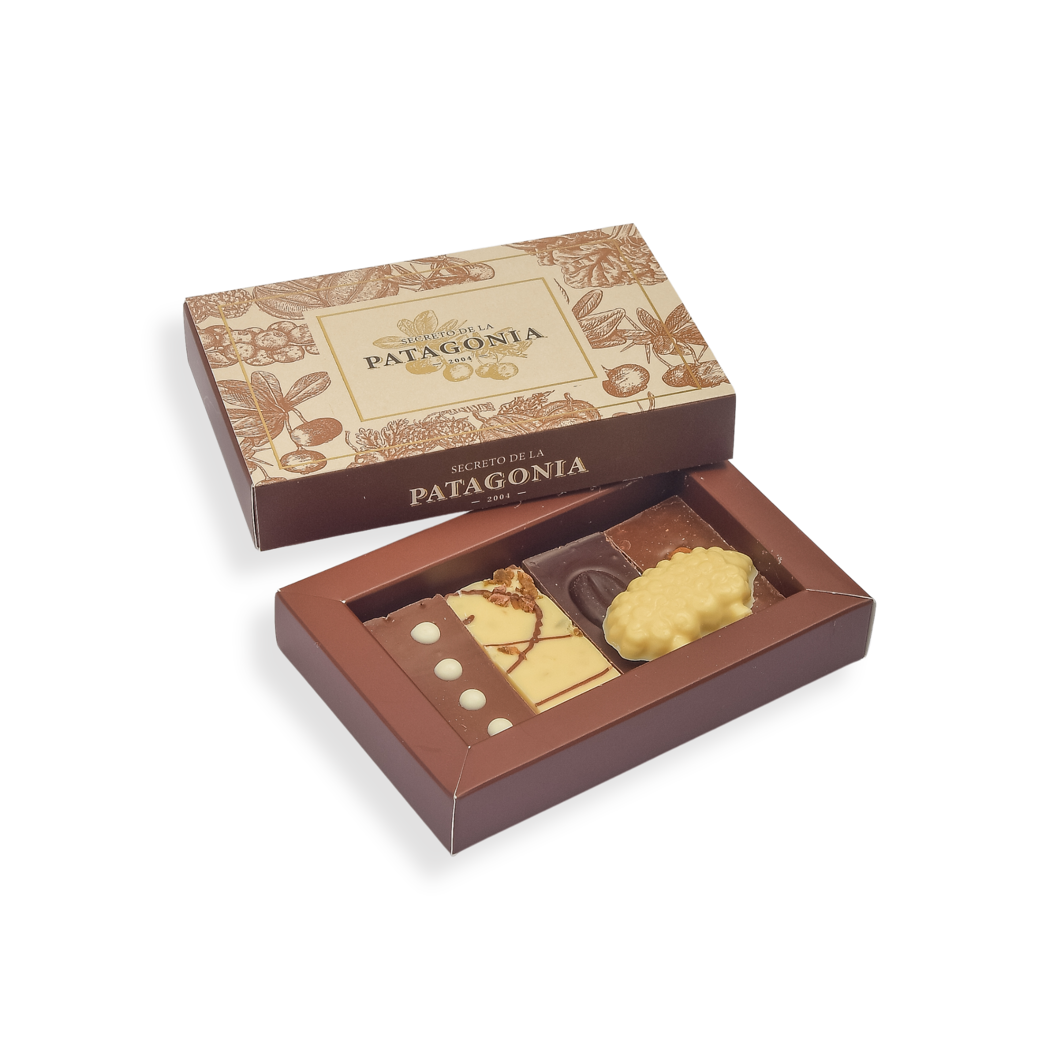Caja Pequeña Gourmet con Azúcar – 4 Barras + 1 Figura Patagónica