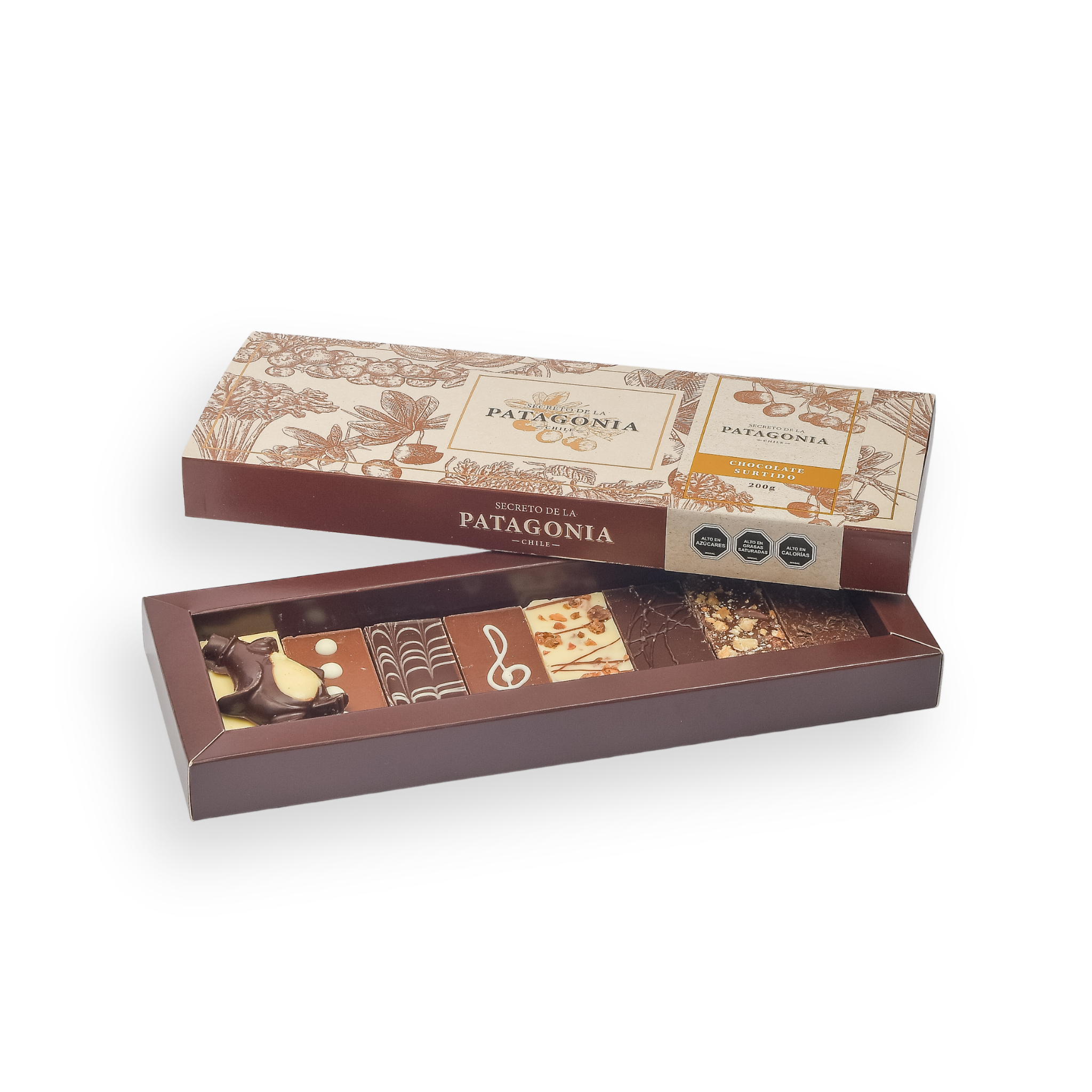 Caja Clásica Gourmet con Azúcar  8 Barras + 1 Figura Patagónica
