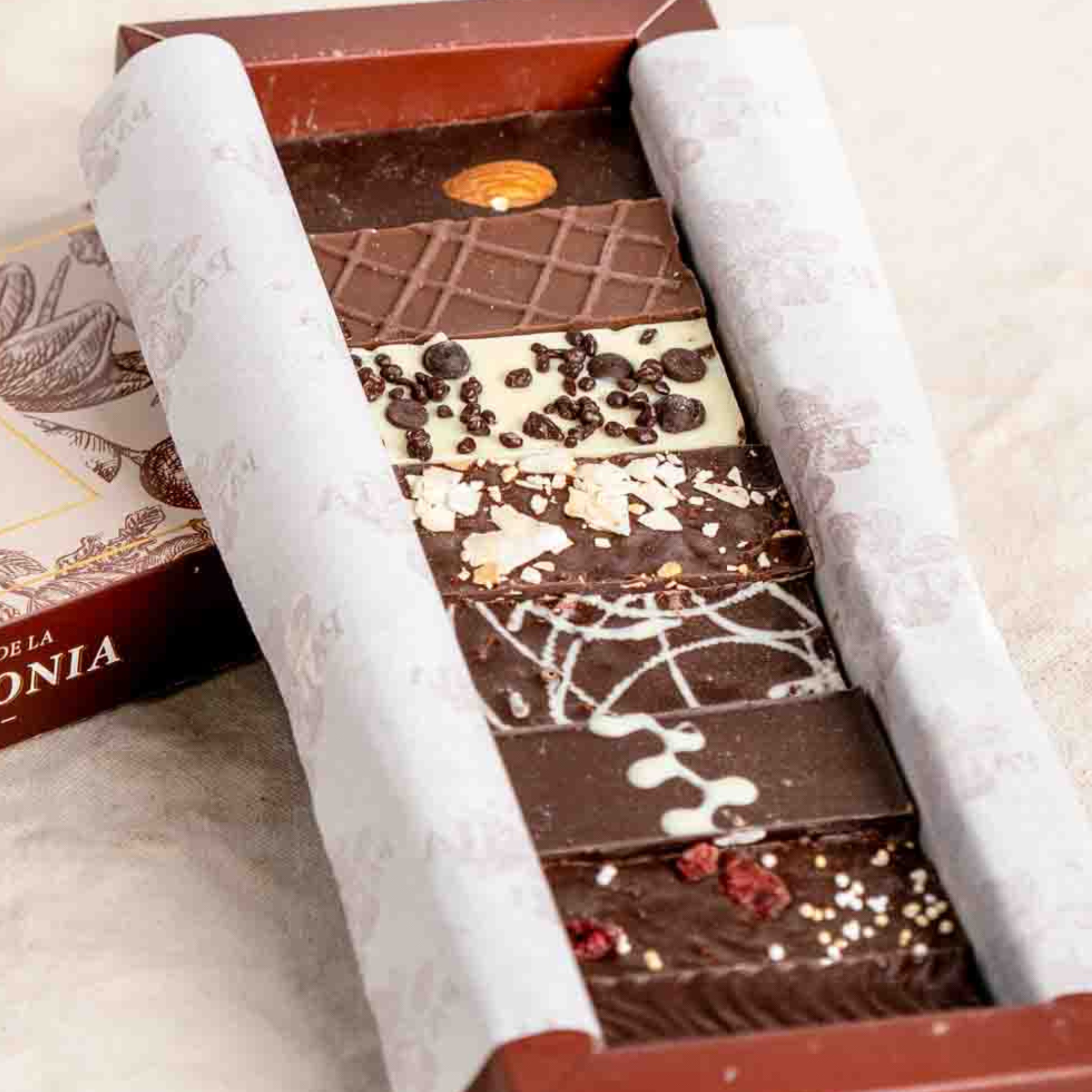 Caja Clásica Gourmet Vegana – 8 Barras + 1 Figura Patagónica