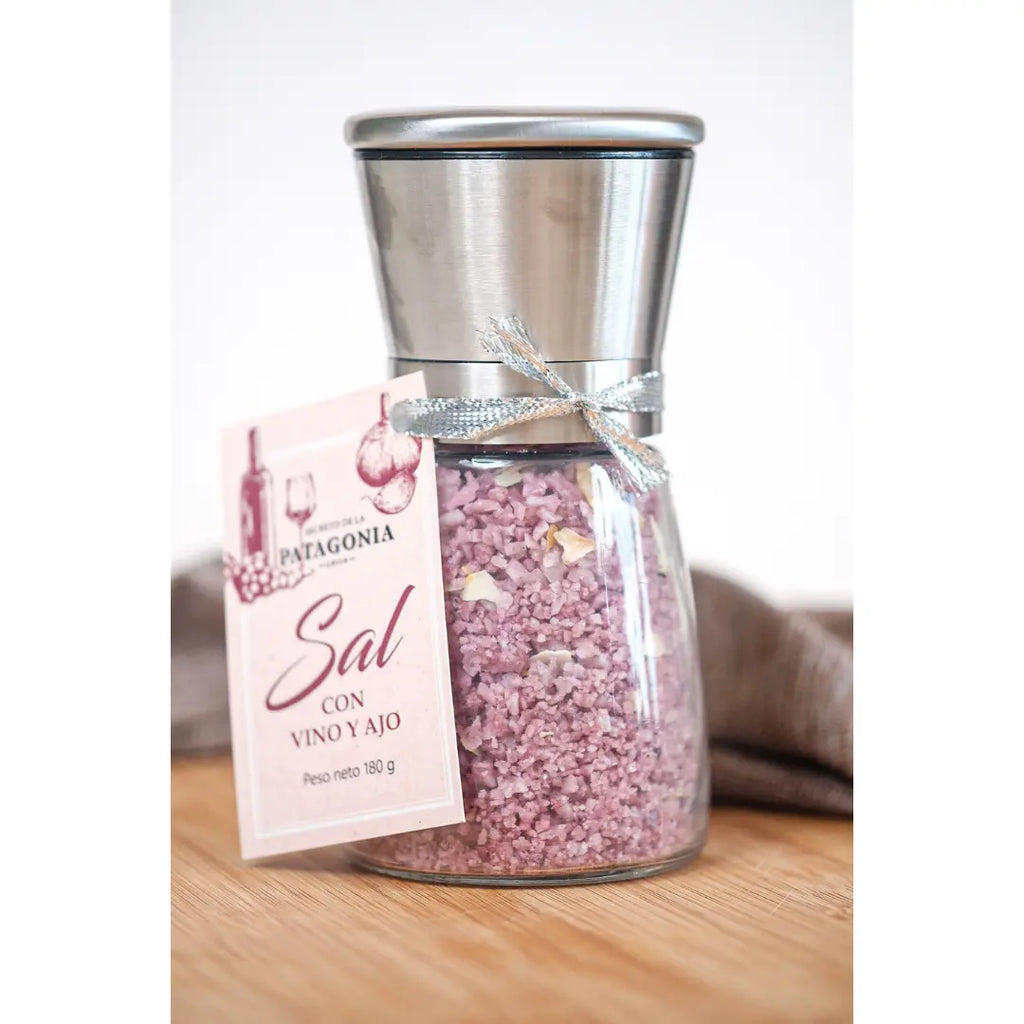 Sal de Mar con Vino Tinto y Ajo – Molinillo de Acero Inoxidable 180 g